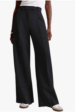 NiMin Women’s Black Pleated Wide Leg Pants High Waist Trousers Size X Small